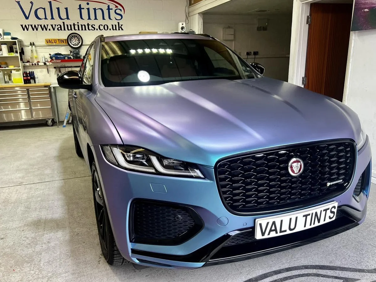 Colour-shift Jaguar full wrap by Valu Tints